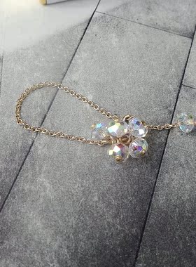 水晶森系少女风包金可调节戒子