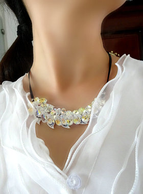 星空水晶新娘晚宴璀璨礼服锁骨链