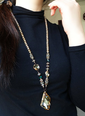 水晶毛衣链长款挂饰情人节礼物