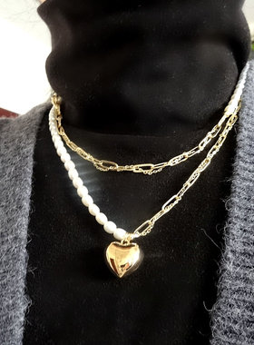 法式拼接纯天然淡水珍珠毛衣链