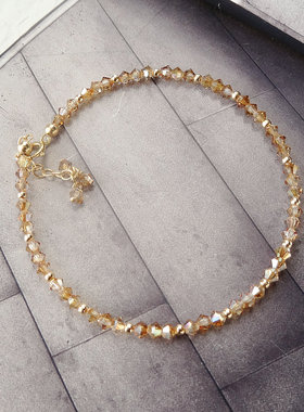 菱形美国包金单圈不掉色水晶手链