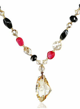 玛瑙长款水晶元宝韩版礼品毛衣链