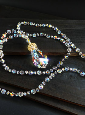 水晶长款女百搭吊坠秋冬毛衣链