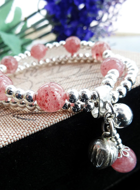 新款原创天然草莓晶女双层手链