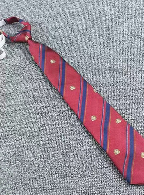 学生校服免打领结领带蓝红灰色