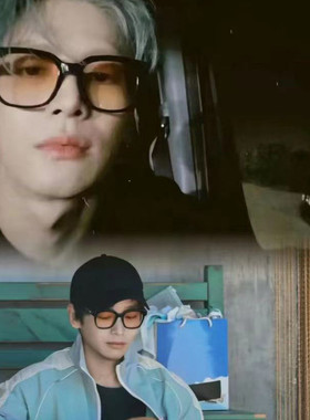 王嘉尔同款日落色墨镜女渐