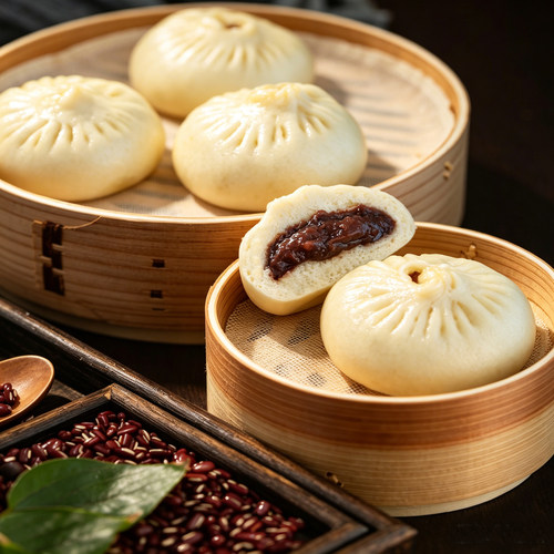 【豆沙】五亭包子扬州特产速冻包子洗沙豆沙包早餐点心300g/360g - 图1
