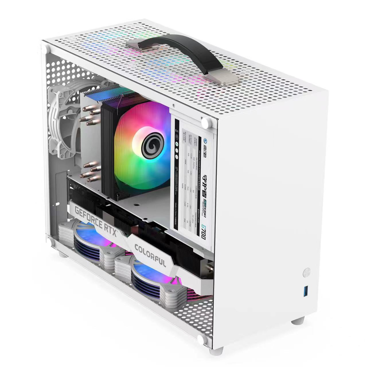 战獾Z03 MINI ITX/M-ATX时尚钢化玻璃侧透手提便携桌面机箱 - 图1