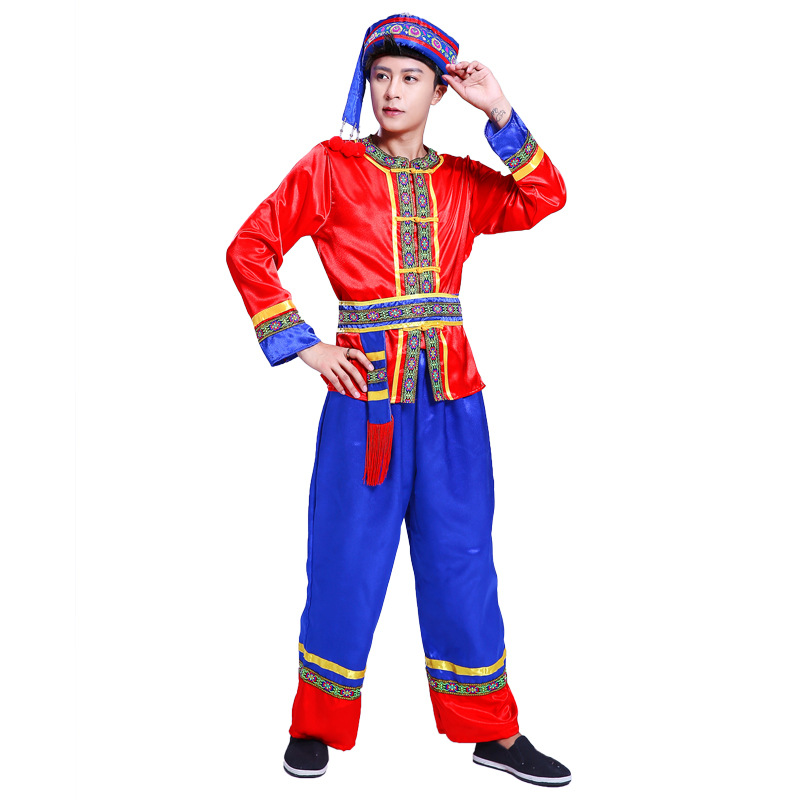 少数民族服装成人男式苗族舞蹈演出服土家瑶族壮族彝族民乐演奏