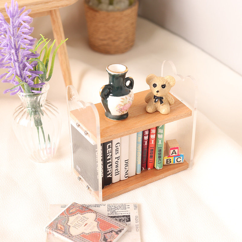 里左拉微缩食玩透明书架桌面收纳架展示柜1:12分ob11娃娃屋家具,淘宝优惠券,粉丝福利购,淘宝优惠卷