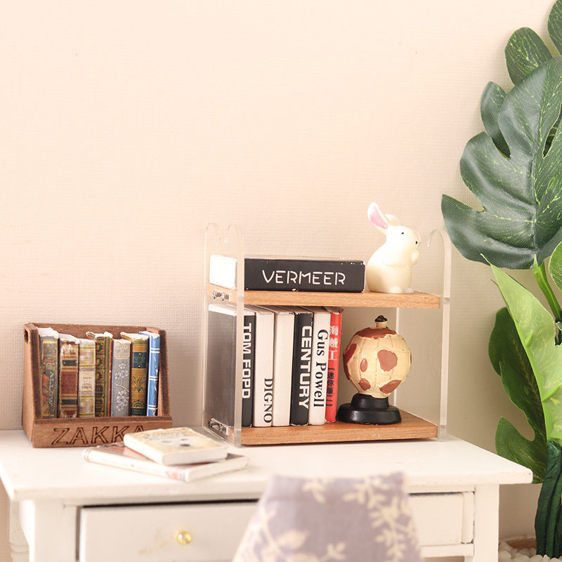 里左拉微缩食玩透明书架桌面收纳架展示柜1:12分ob11娃娃屋家具,淘宝优惠券,粉丝福利购,淘宝优惠卷