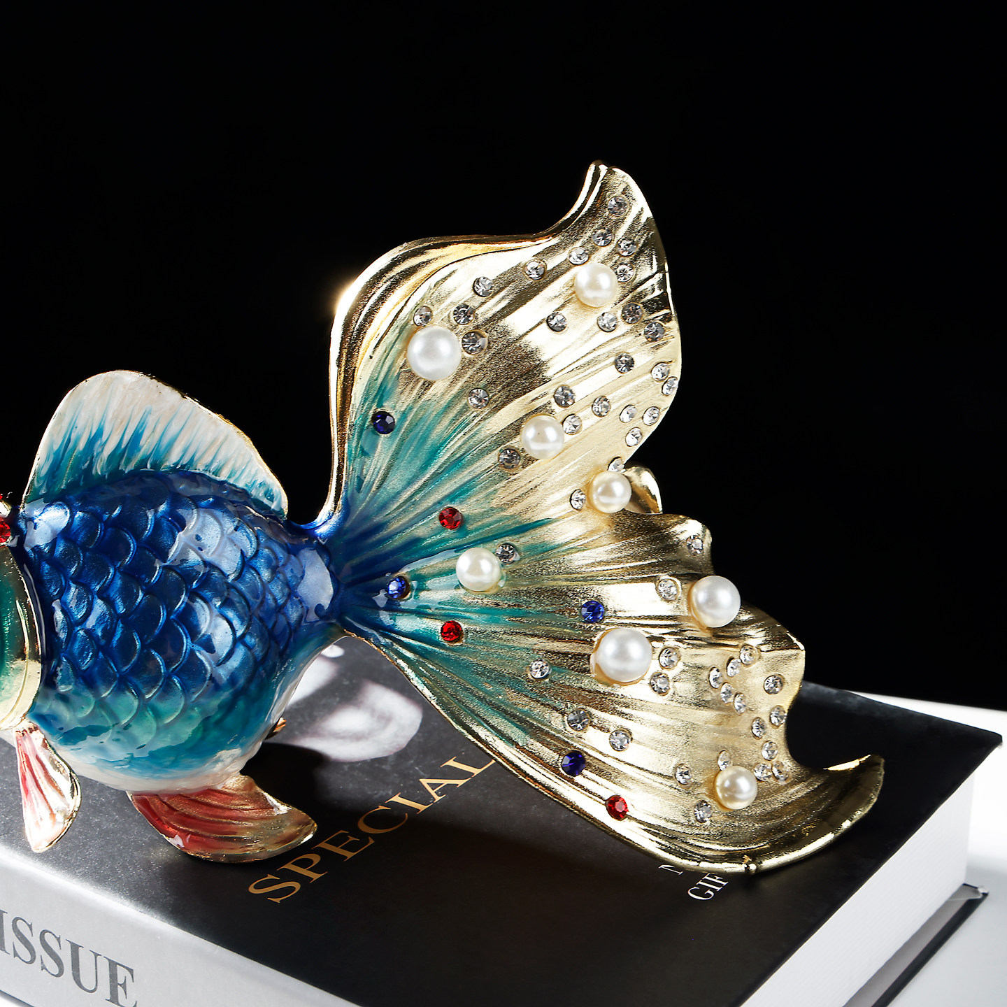 年年有余珐琅彩金鱼摆件入户玄关客厅轻奢艺术桌面装饰品乔迁礼物,淘宝优惠券,粉丝福利购,淘宝优惠卷