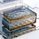 Light luxury jade gold glass carton household desktop tissue box high-end hotel napkin carton storage ornaments
