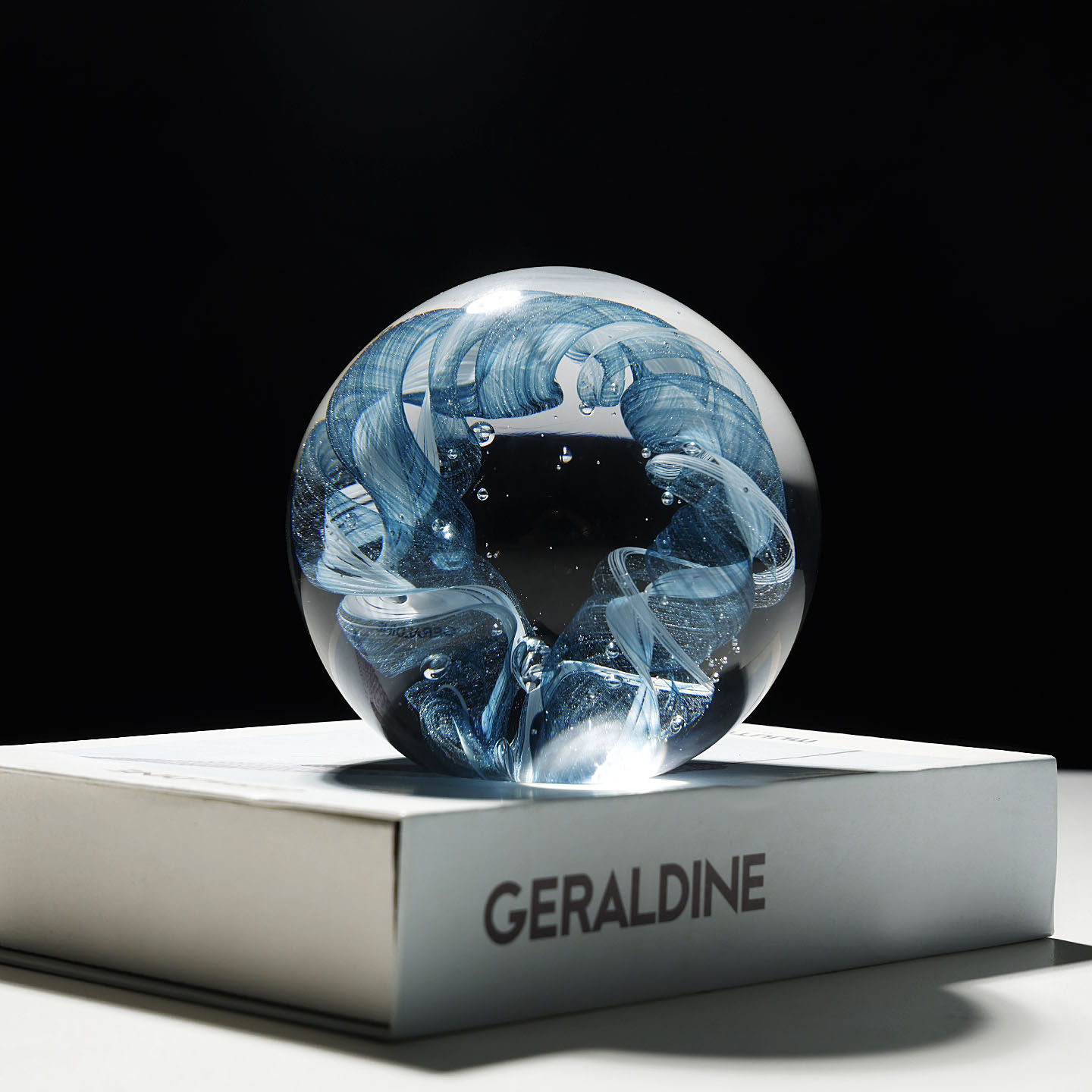 创意抽象蓝花纹琉璃水晶球摆件客厅办公室桌面装饰纪念品装饰礼物,淘宝优惠券,粉丝福利购,淘宝优惠卷