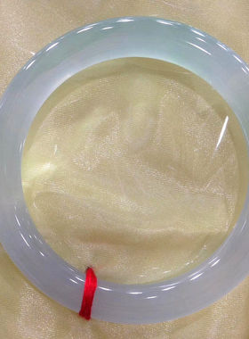 缅甸老坑翡翠手镯冰糯种晴水圆条紫罗兰飘蓝花正圈玉镯子贵妃送礼