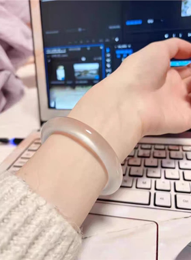 天然玛瑙手镯冰透白玉髓白月光香槟金荔枝冻玛瑙手镯女镯子高冰种