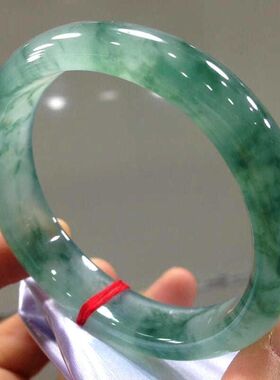 高冰飘花缅甸天然翡翠玉石手镯高档珠宝女款翡翠手镯冰飘花镯子