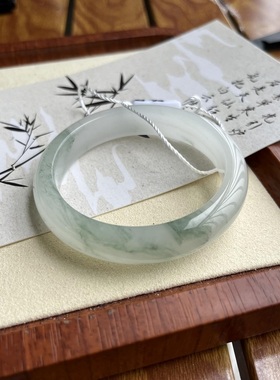 金丝琉璃天然新疆天山翠手镯飘花玉镯色冰翠玉美人镯真正和田缅甸