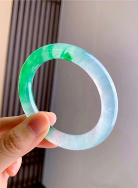 金怡福天然冰种飘花翡翠手镯缅甸盲盒纯琉璃老坑飘阳绿玉镯子女款