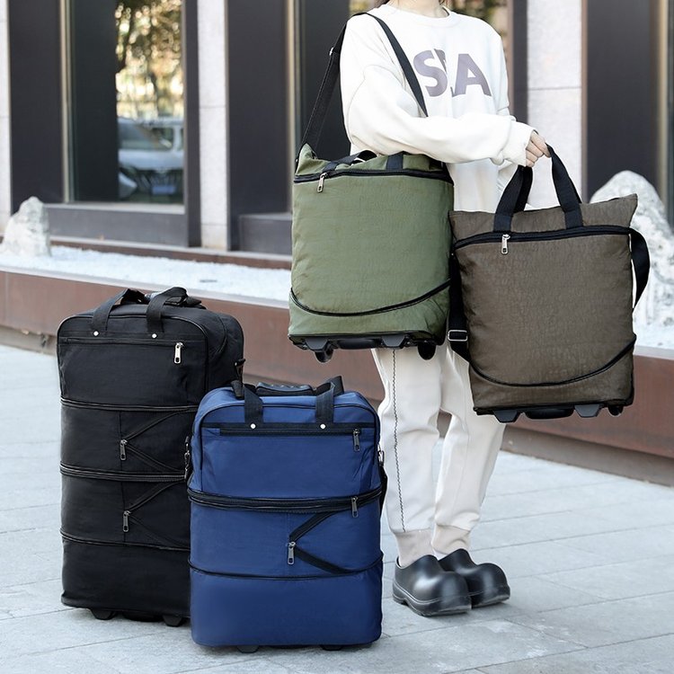 超大容量搬家拉杆包行李袋旅行包棉被包防水可扩展拉杆箱包带轮子 - 图1