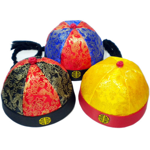 唐装帽子大人儿童瓜皮帽古代皇上太子帽舞台表演硬壳黑地主帽王爷 - 图3