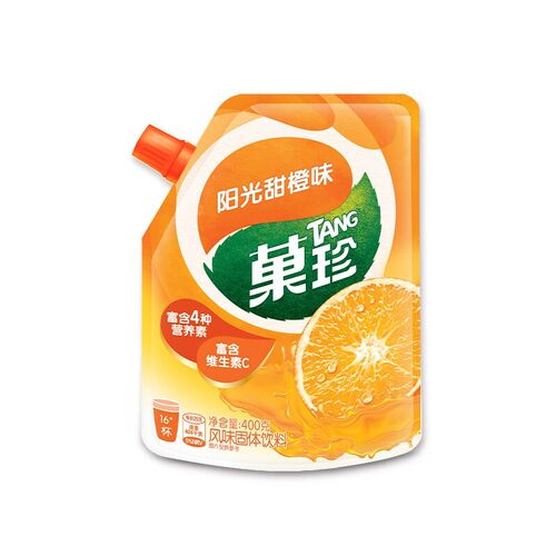 菓珍 阳光甜橙味 果珍维C橙汁冲饮粉 壶嘴装400g 速溶饮料(包装随 - 图0