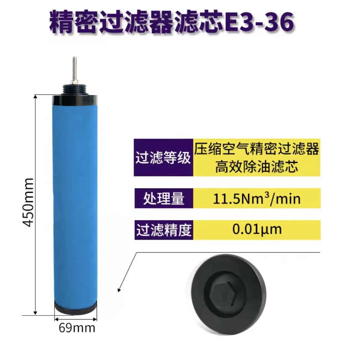 新反牙CTA010汉克森精密过滤器滤芯A10A A10T A10C E732品-图0