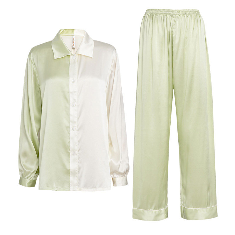 smr /珊目尔新品∣衬衫式拼接睡衣 珊目尔睡衣/家居服套装