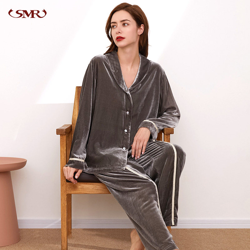 秋冬金丝绒两件套装桑蚕丝丝绒睡衣 珊目尔睡衣/家居服套装