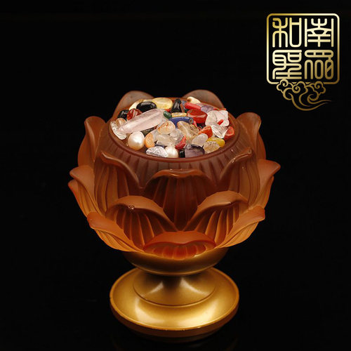 家用佛堂供佛观音灯仿琉璃莲花烛台蜡烛灯座莲花灯架油灯酥油灯座