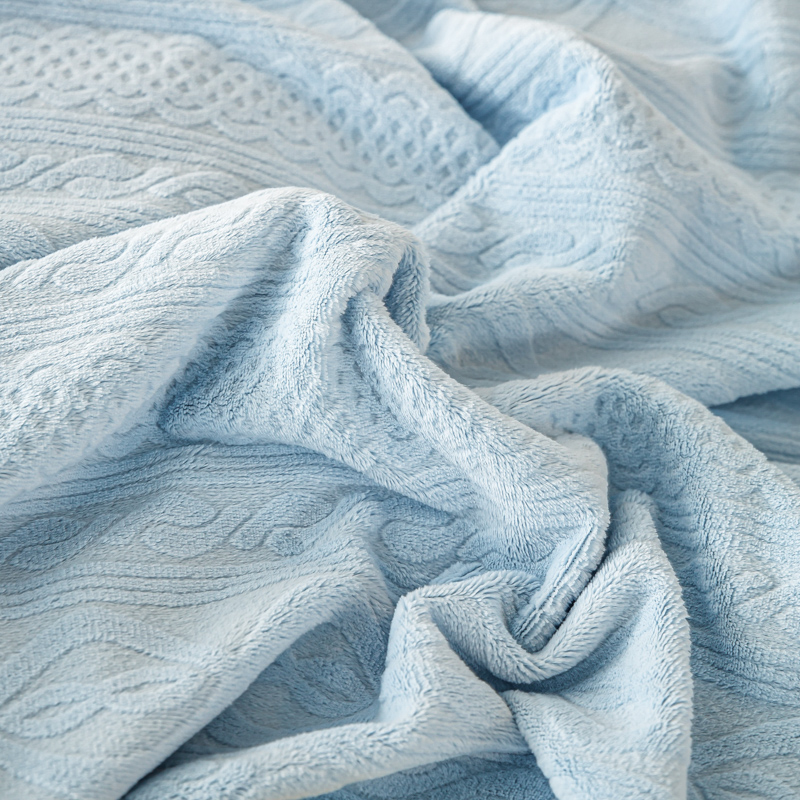 法兰床上用品四件套绒雕花绒三牛奶加厚冬季床单被套珊瑚绒四件套 - 图0