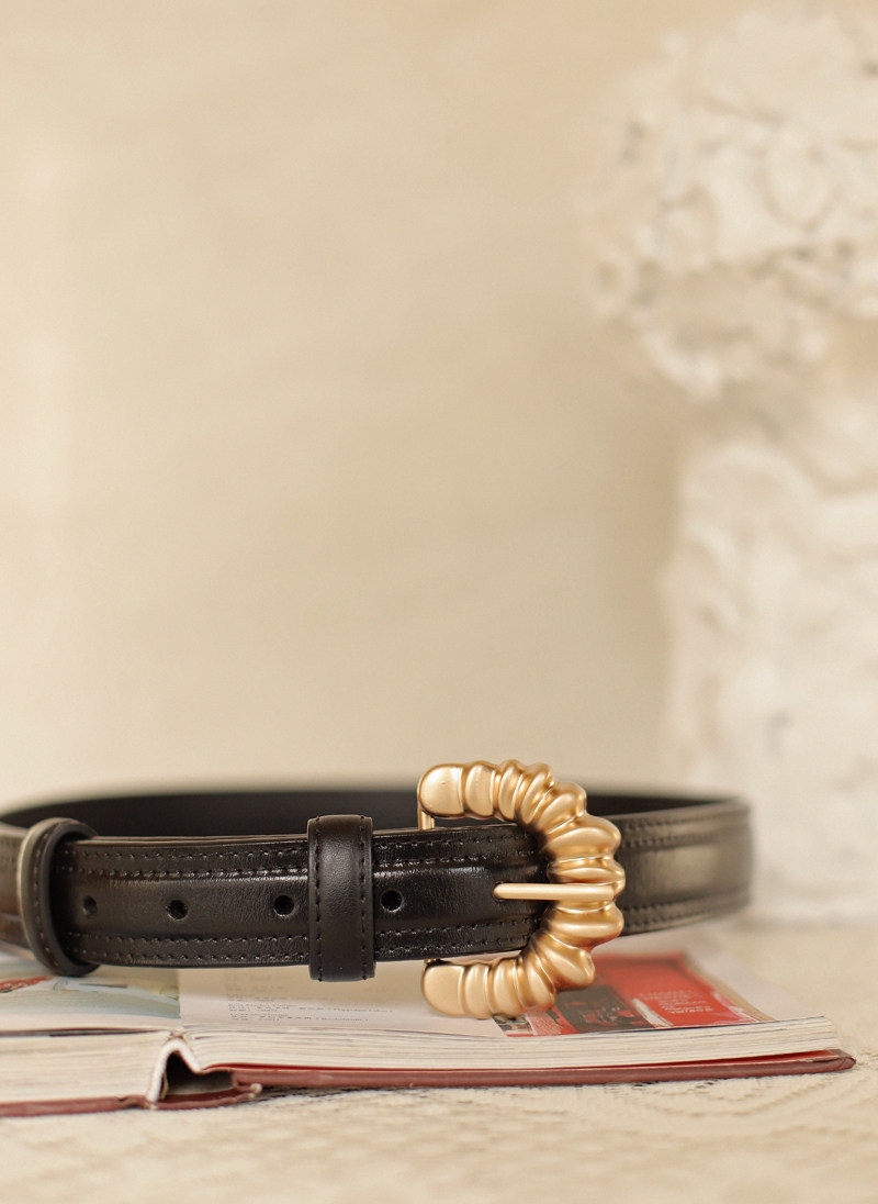 BluebluesSky法式牛角包真皮腰带 头层牛皮复古百搭大衣童趣皮带,淘宝优惠券,粉丝福利购,淘宝优惠卷