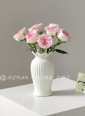 MERAN小众白色陶瓷花瓶客厅插花