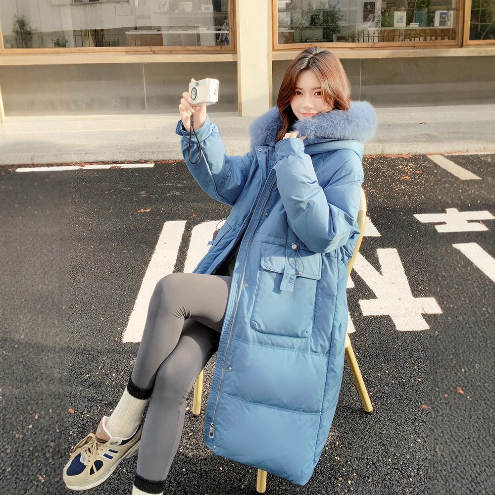 2025新款胖妹妹特大码女装200斤显瘦收腰狐狸毛领长款羽绒服潮218 - 图2