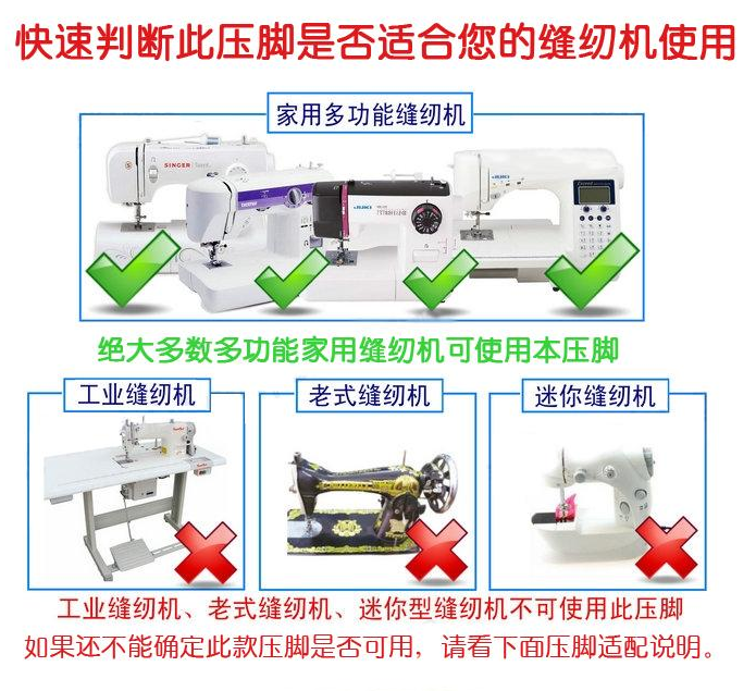 兄弟蝴蝶飞跃重机胜家用多功能电动缝纫机配件衣车单边窄拉链压脚-图2