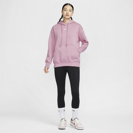 NIKE耐克女连帽卫衣秋冬款刺绣小标加绒保暖运动套头衫DQ5861-699