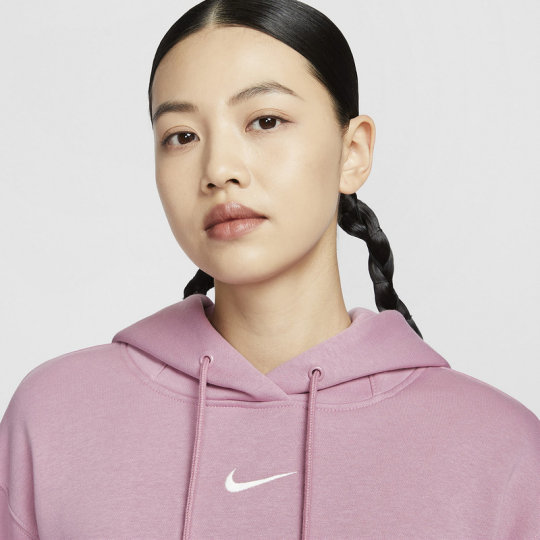 NIKE耐克女连帽卫衣秋冬款刺绣小标加绒保暖运动套头衫DQ5861-699