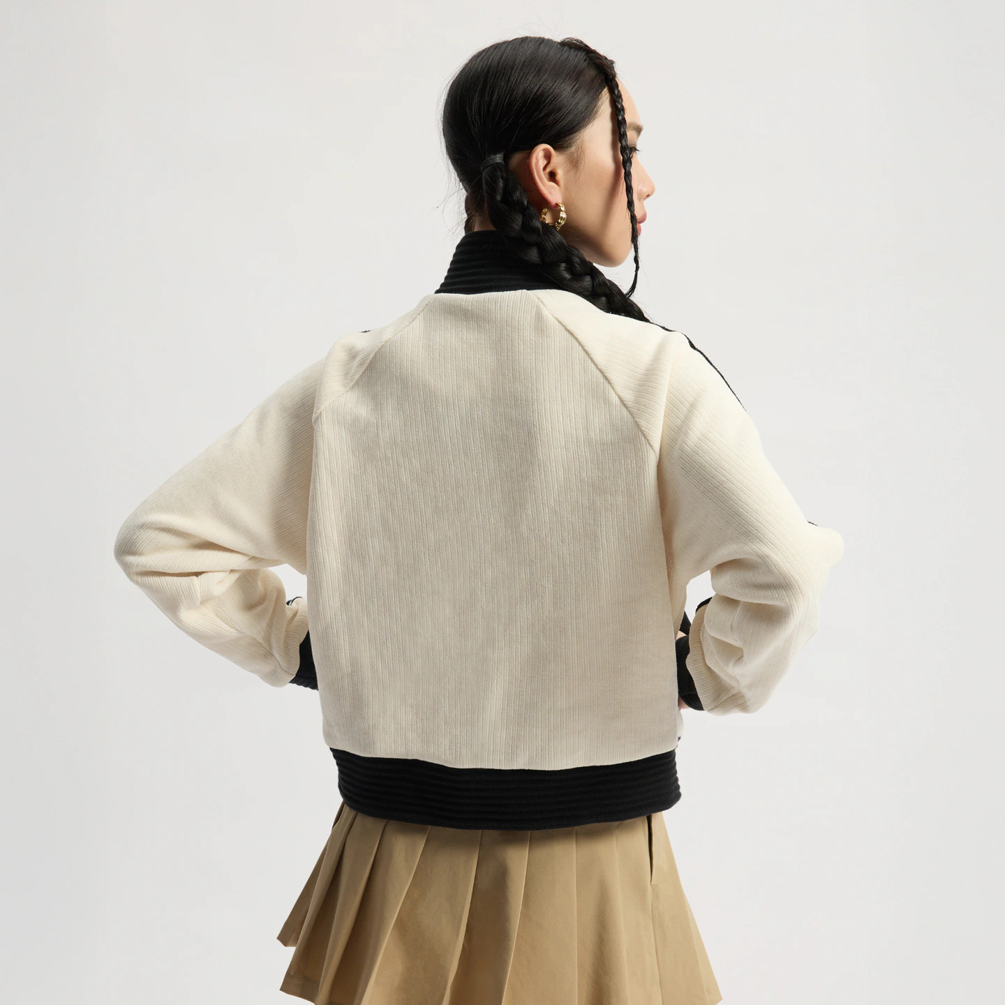 adidas阿迪达斯三叶草丝绒立领夹克春秋女双向拉链撞色外套JN0722,淘宝优惠券,粉丝福利购,淘宝优惠卷