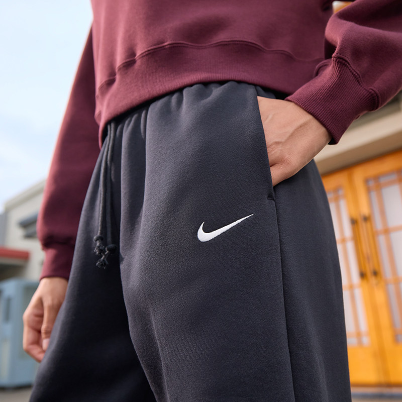 Nike耐克女子高腰加绒长裤秋冬新款宽松卫裤收口运动裤FZ5997-010,淘宝优惠券,粉丝福利购,淘宝优惠卷