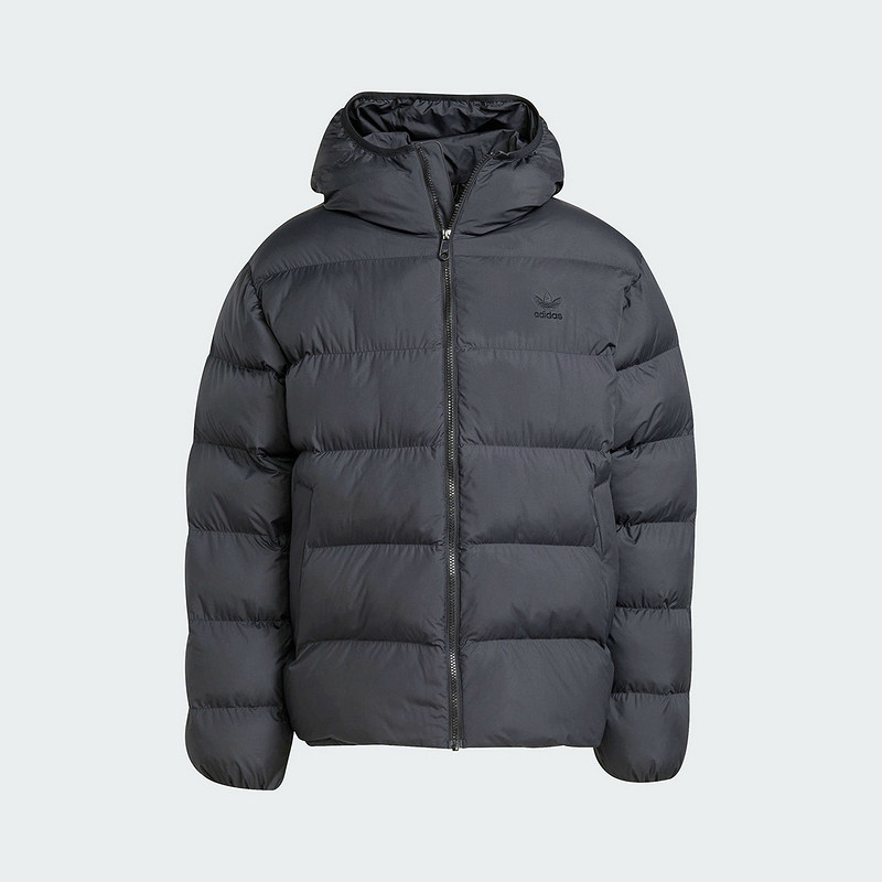 adidas阿迪达斯三叶草连帽棉衣面包服秋冬男黑色蓬松棉服JX4123,淘宝优惠券,粉丝福利购,淘宝优惠卷