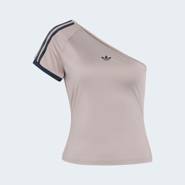 Adidas Adidas off-shoulder oblique sexy half-sleeved clover women's collarless slim short-sleeved T-shirt KY5181
