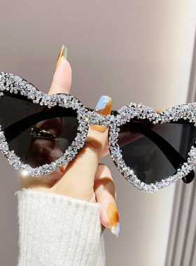 搞怪圣诞节凹造型太阳镜爱心镶钻