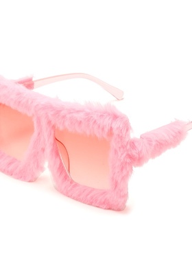 秋冬搞怪超大框毛毛眼镜女韩版甜美可爱显脸小个性街拍网红风墨镜