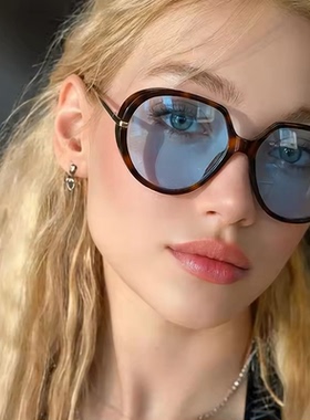 ins网红同款紫色飞行员墨镜女潮街拍大框显脸小太阳镜多巴胺辣妹