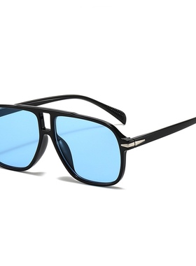 欧美小众网红款复古双梁飞行员太阳镜女时尚个性豹纹框蛤蟆墨镜男