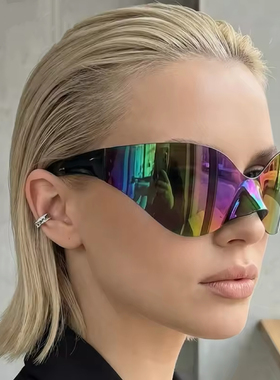 2026新款前卫夸张个性一体式猫眼太阳镜无框科技感y2k墨镜男女潮