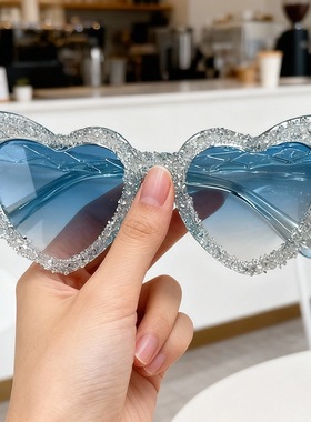 镶钻爱心太阳镜心形桃心生日拍照时尚太阳眼镜派对演出墨镜2026新