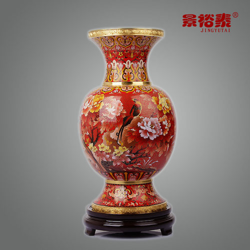 15寸景泰蓝花瓶铜胎珐琅乔迁书房家居外事商务摆件工艺品收藏礼品 - 图0
