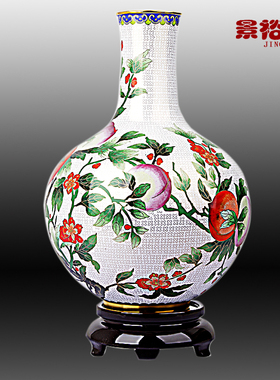 景泰蓝花瓶生日礼物大寿桃送领导