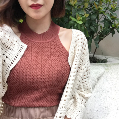 2021春秋背心女夏宽松短款潮bf学生韩版时尚休闲针织无袖T恤上衣 - 图1